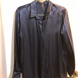 Navy silky blouse